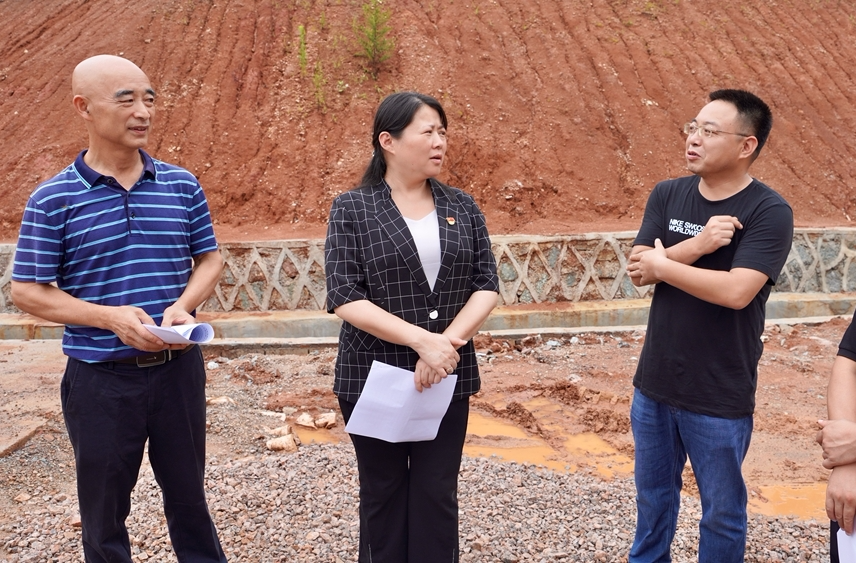 时荣芬调研县第二人民医院及天瀚牧业项目建设情况