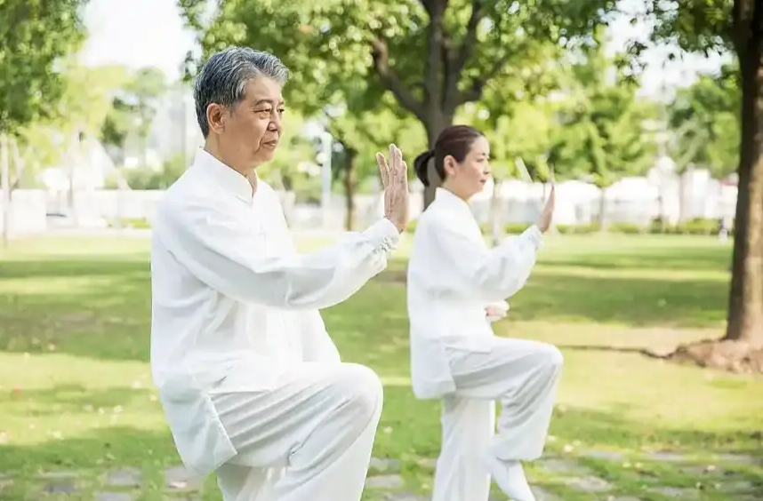 中式养生连环套 圈住老人割韭菜