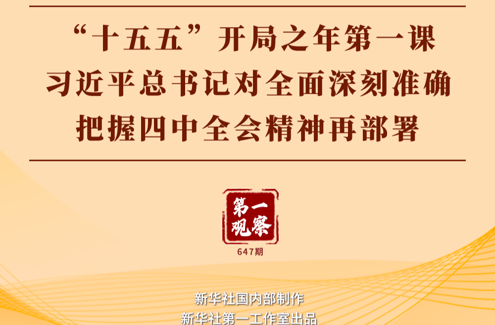 第一观察｜“十五五”开局之年第一课，习近平总书记对全面深刻准确把握四中全会精神再部署