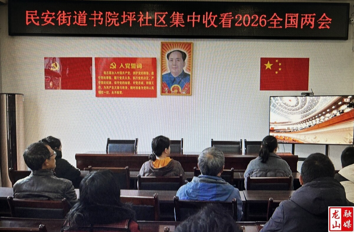 龙山社会各界组织观看2026全国两会直播